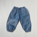 Light Blue Patchwork Drawstring Jeans