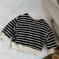 Black & Apricot Striped Patchwork Hoodie