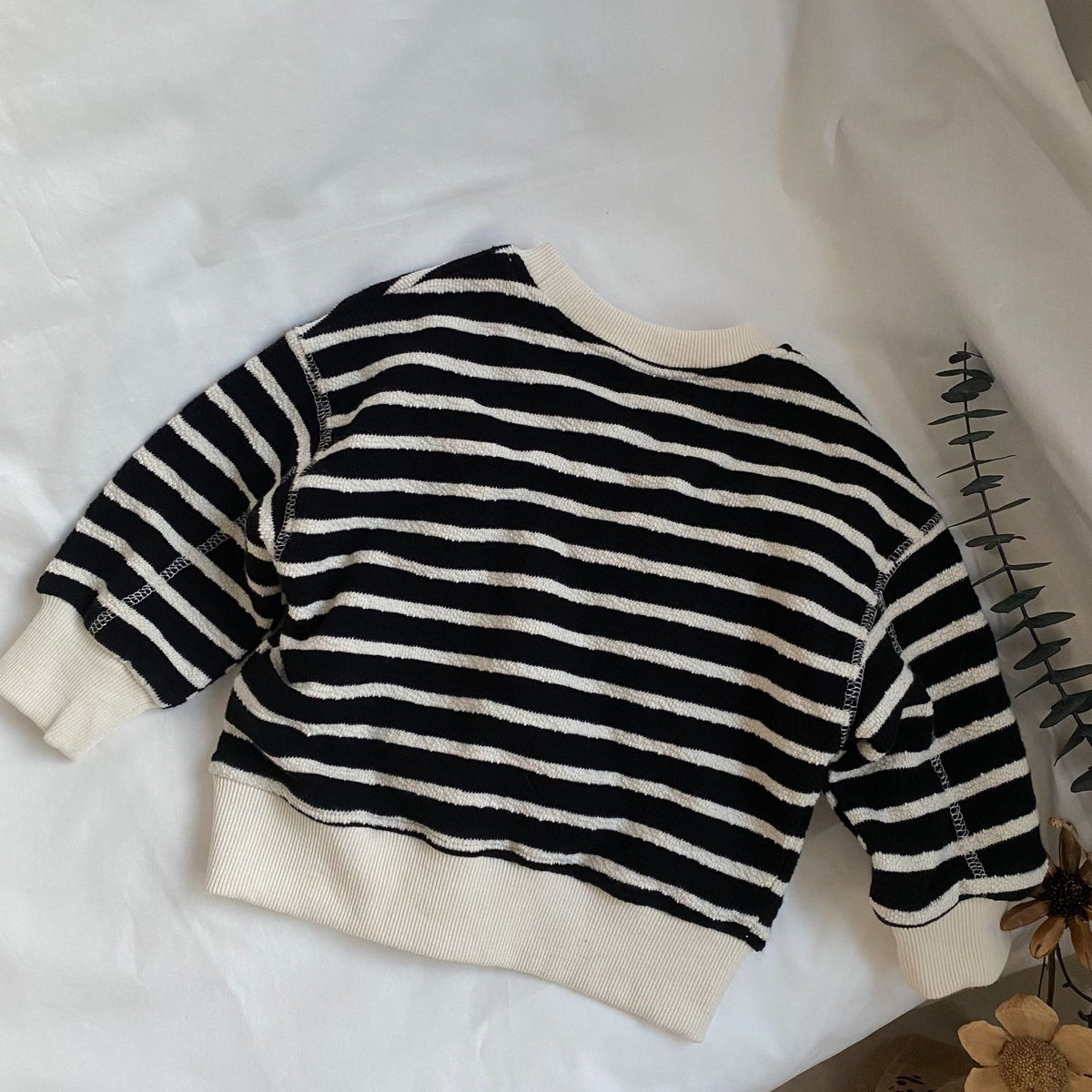 Black & Apricot Striped Patchwork Hoodie