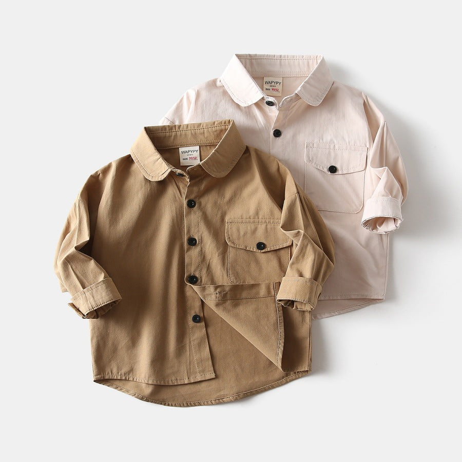 High-Neck Solid Long Sleeve Shirt