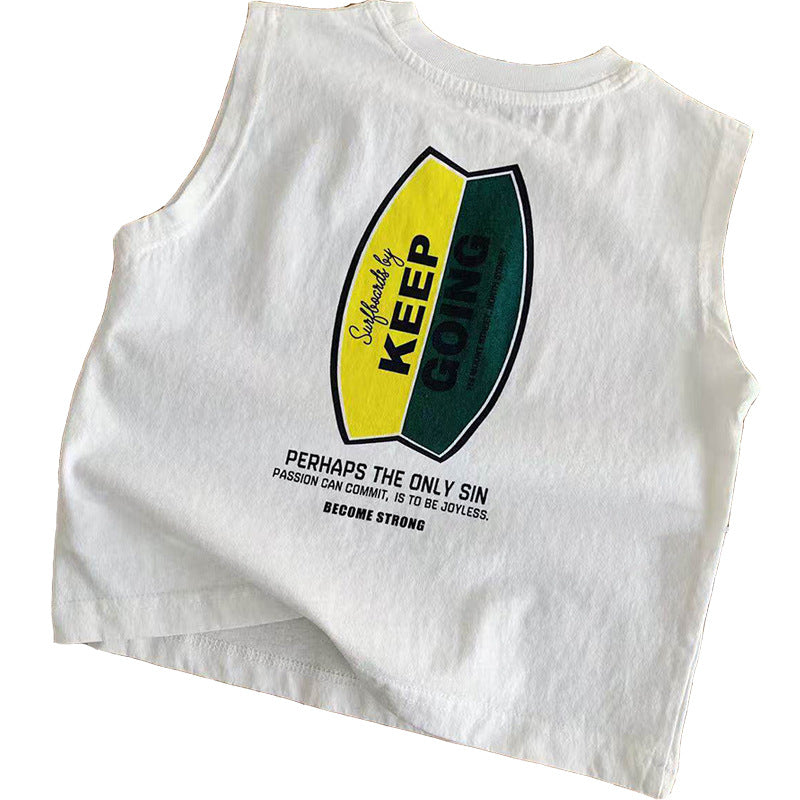 White Letter Print Sleeveless Tee