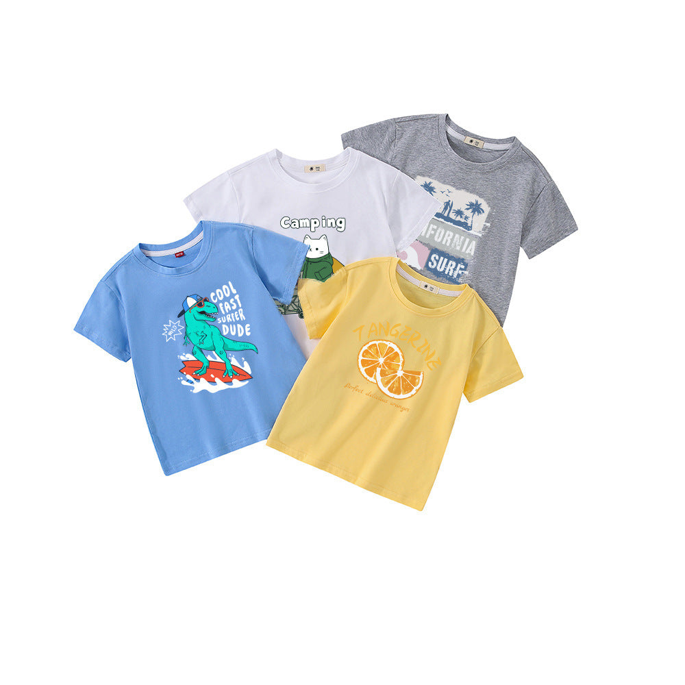 Camping Cat Print Short Sleeve Tee
