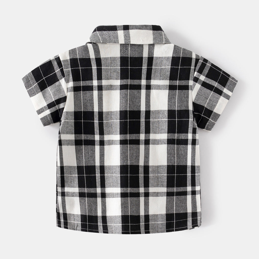 Checkered Short Sleeve Shirt Set for Boys