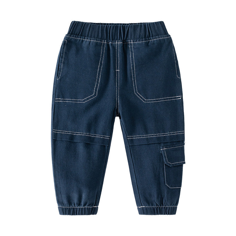 Cream Cargo Pants with Knee Patchwork