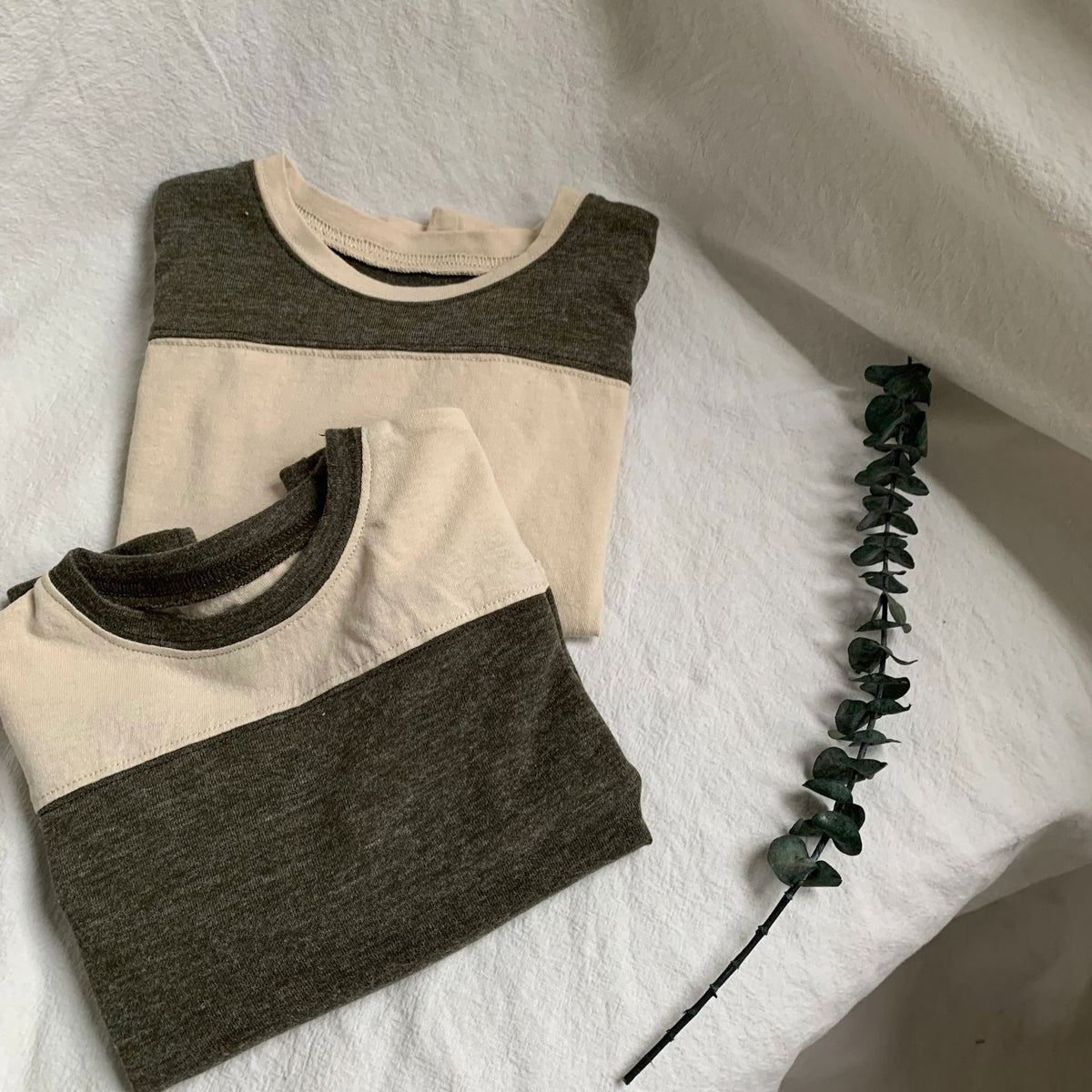 Army Green Spliced Round Neck Tee