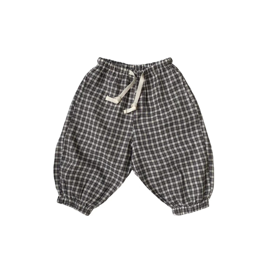 Plaid Lace-Up Drawstring Pants