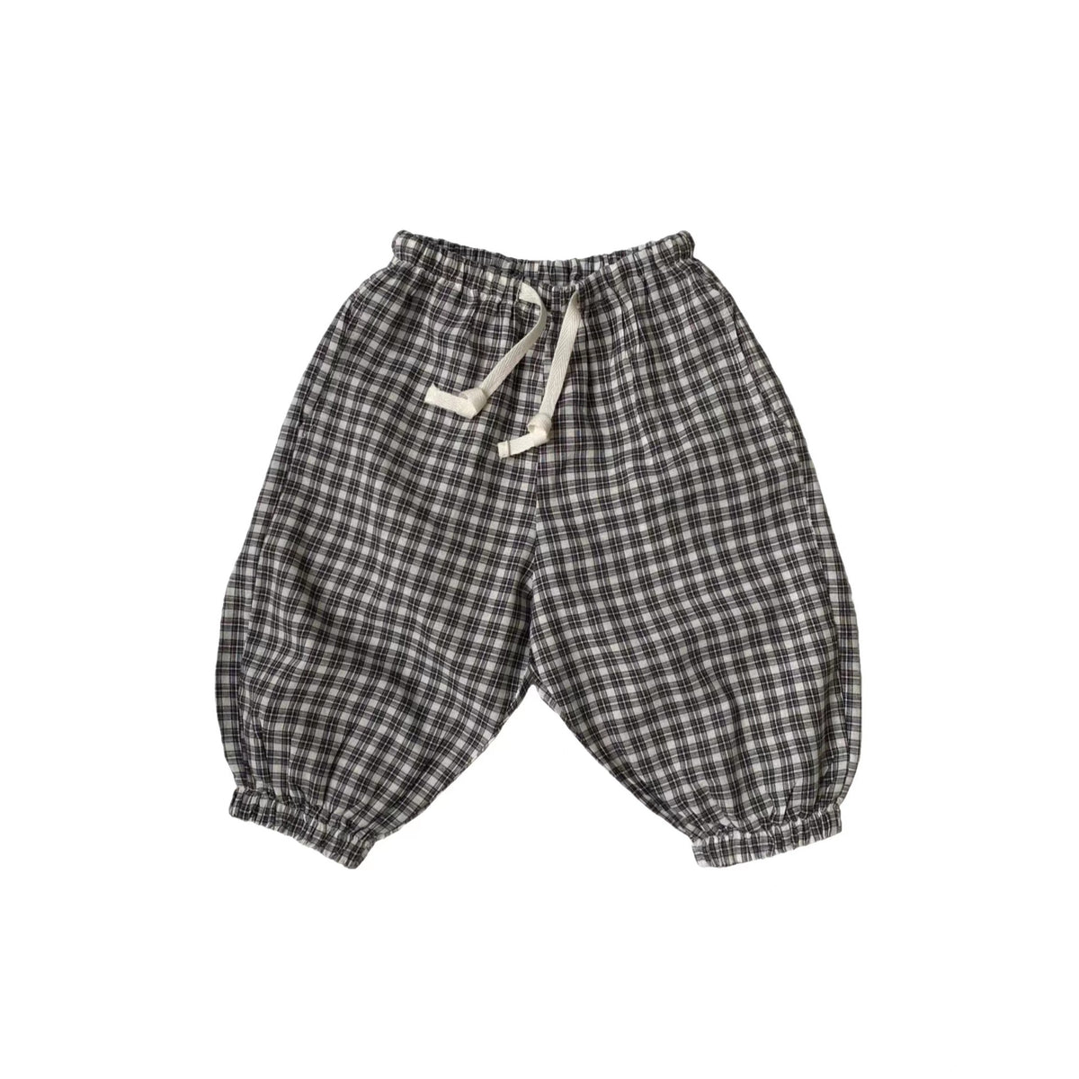 Plaid Lace-Up Drawstring Pants