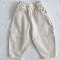 Beige Cotton Work Pants for Kids