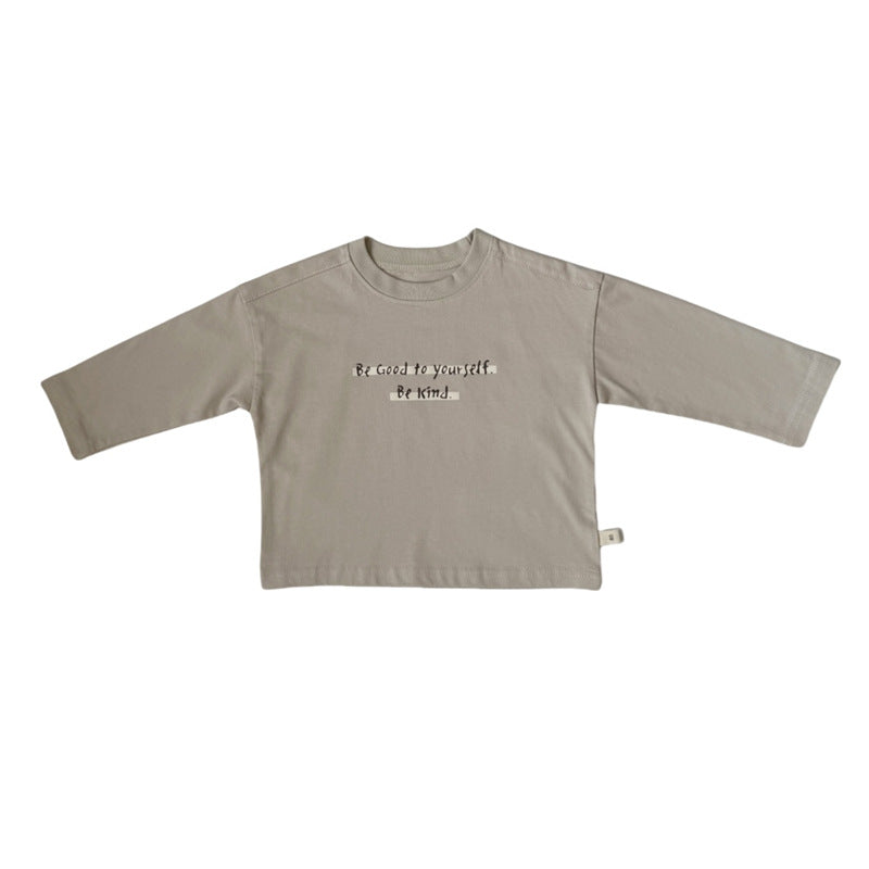 Apricot Letter-Print Long Sleeve Shirt