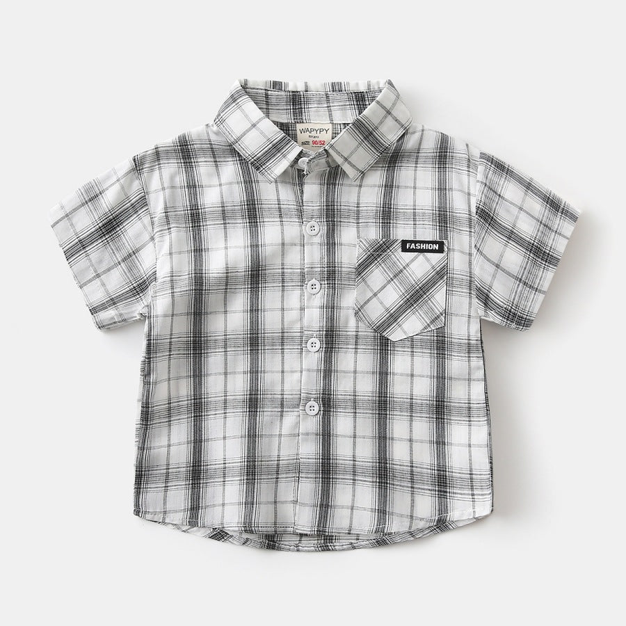 Plaid Short Sleeve Shirt for Babies