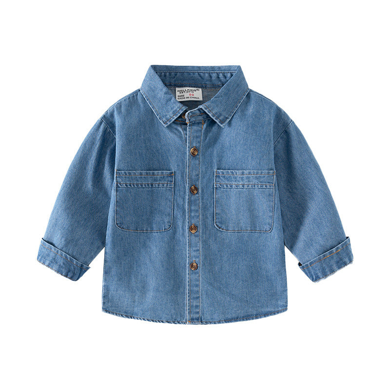 Washed Denim Button-Down Shirt for Boys