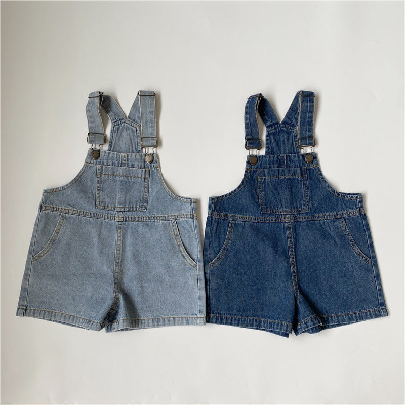 Denim Camisole Overalls Shorts