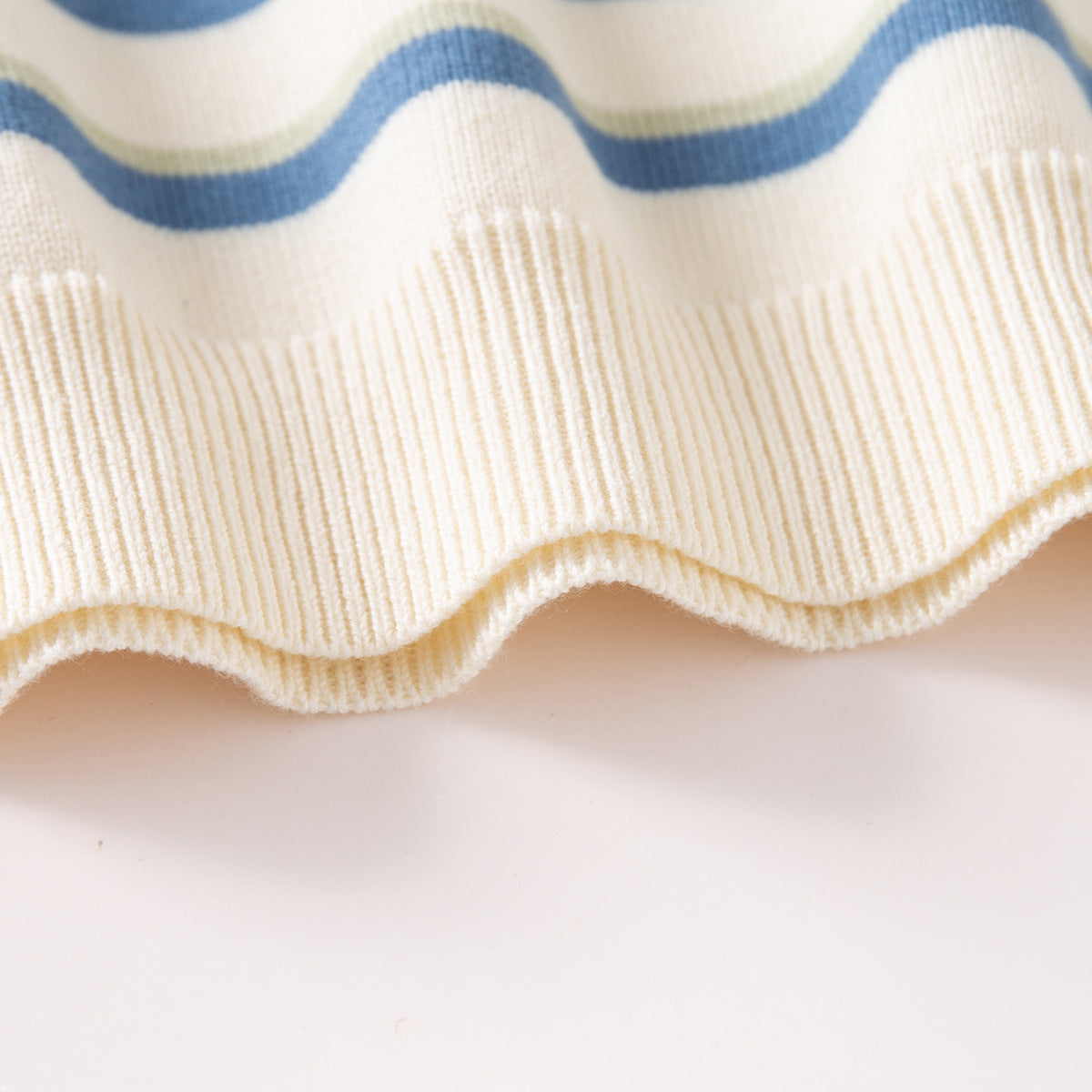 Lake Blue Striped Turtleneck Sweater
