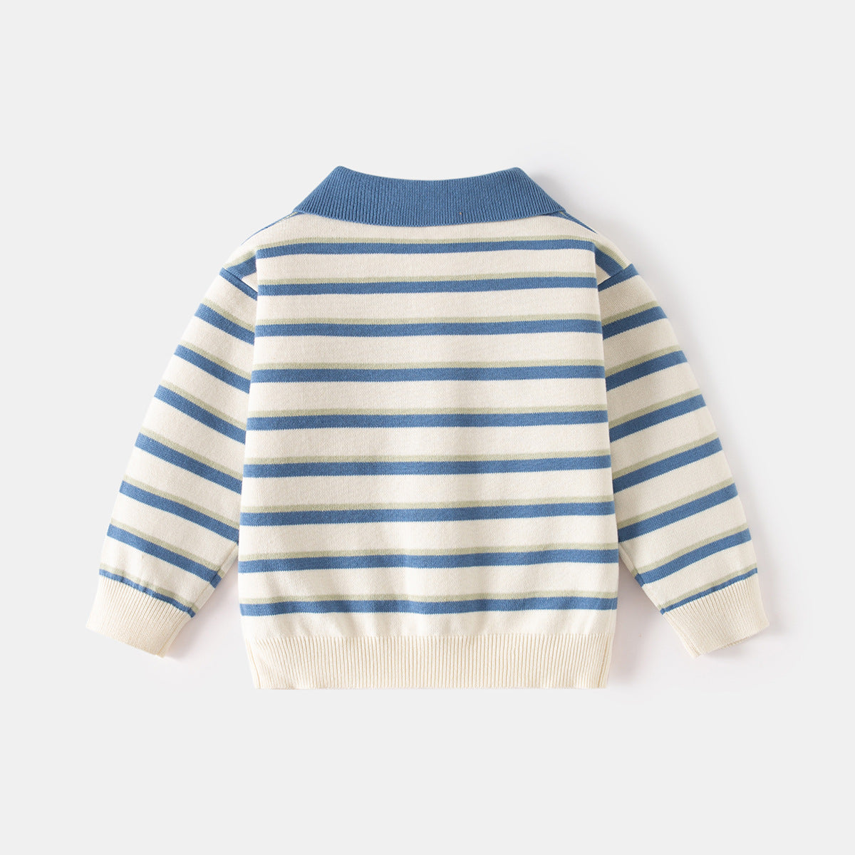 Lake Blue Striped Turtleneck Sweater