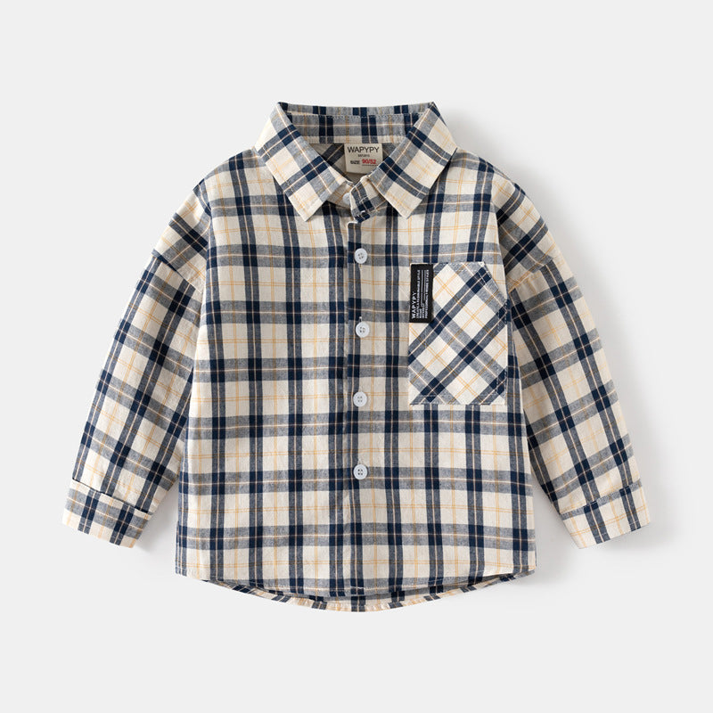 Checkered Wide-Collar Shirt for Kids