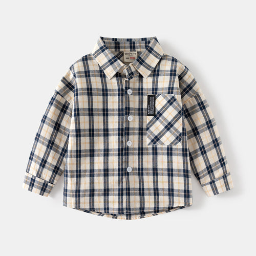 Checkered Wide-Collar Shirt for Kids