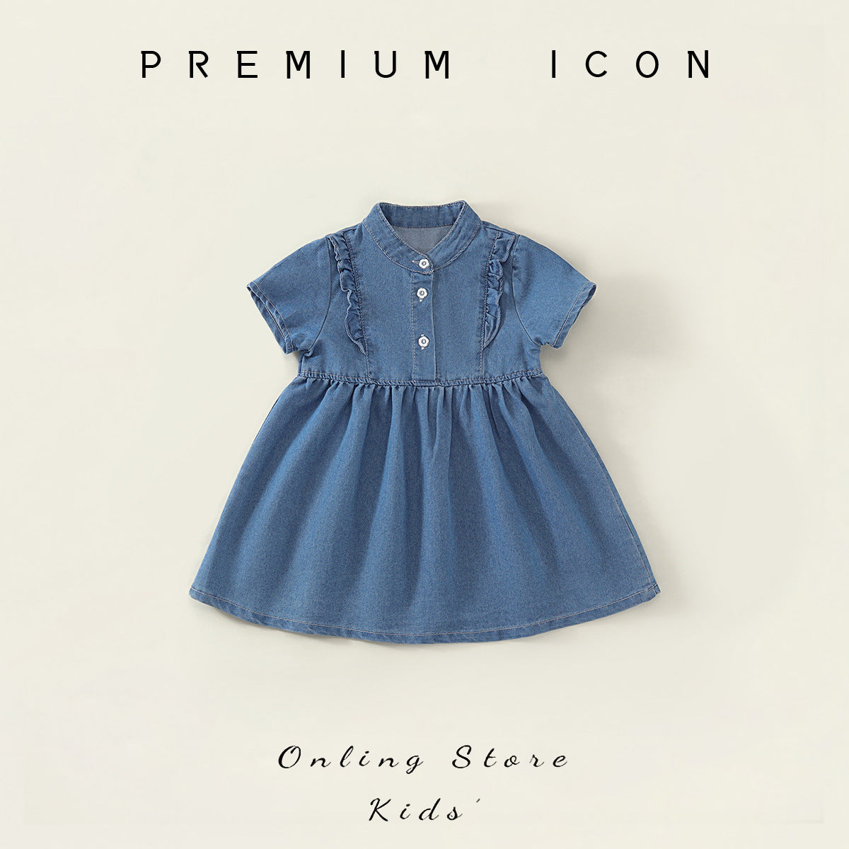 Ruffle Trim Denim Dress for Girls