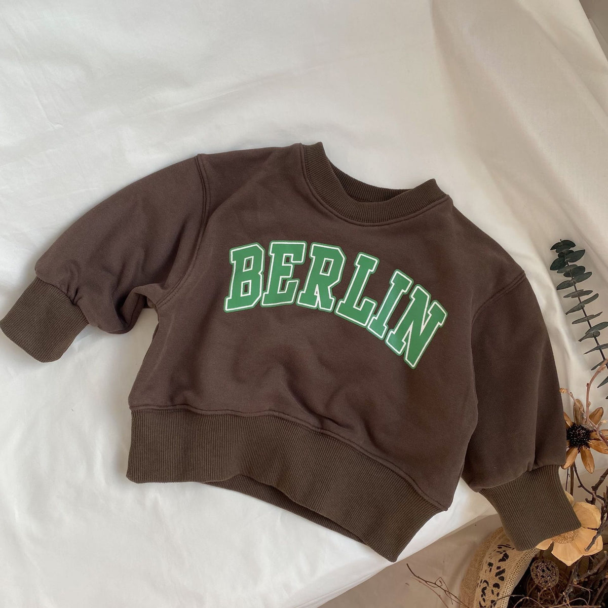 Brown Letter-Print Pullover Hoodie