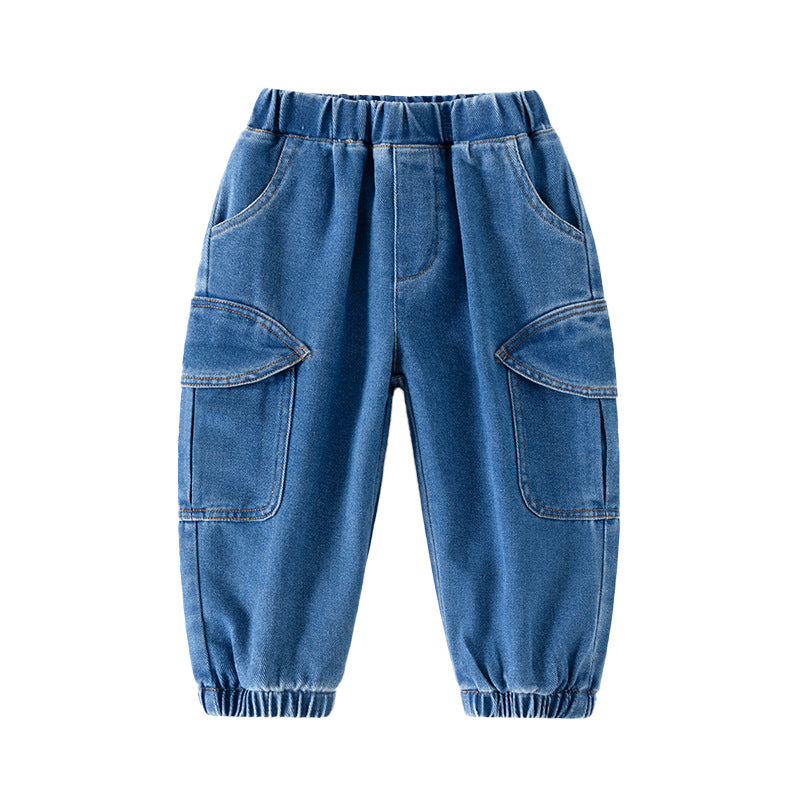 Large Pocket Denim Pants for Kids