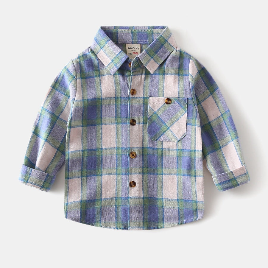 Plaid Button-Front Shirt for Boys