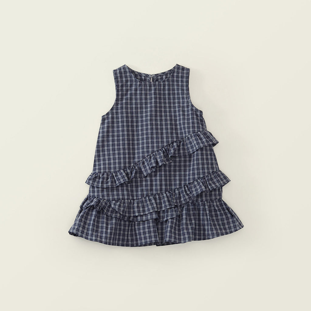 Vintage Tiered Ruffle Checkered Dress