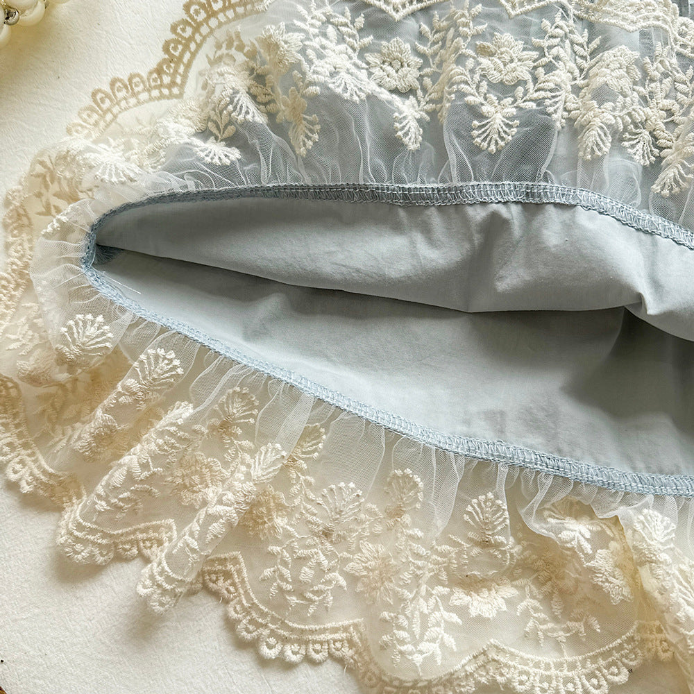 Peter Pan Collar Ruffle Blouse & Wide-Leg Set