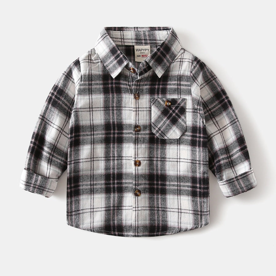 Plaid Button-Front Shirt for Boys