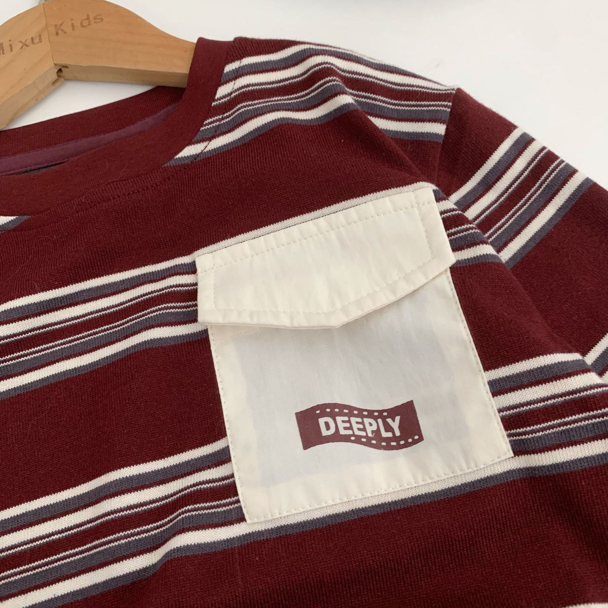 Red Stripe Pocket Tee for Kids