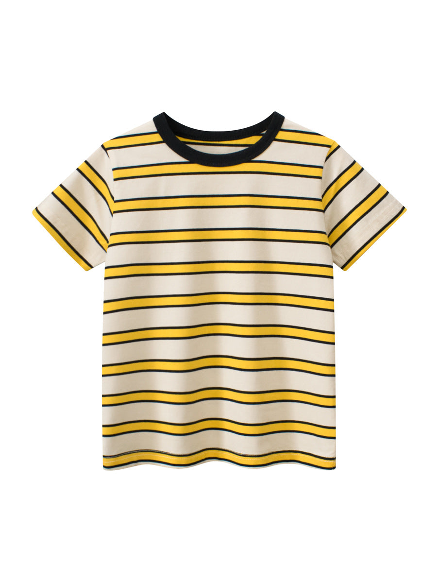 Apricot & Black Striped Tee for Boys