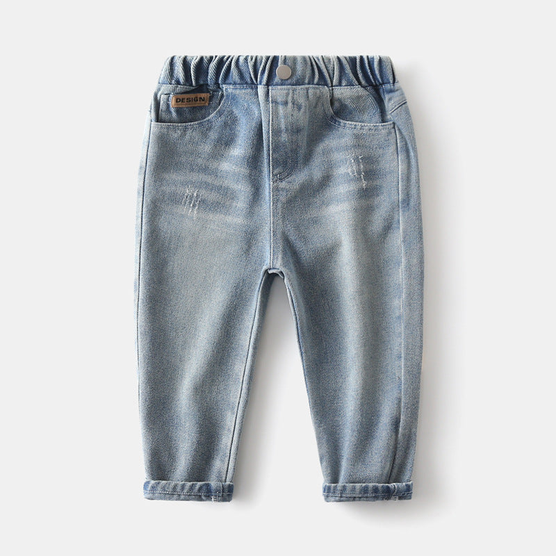 Light Blue Washed Denim Pants for Kids