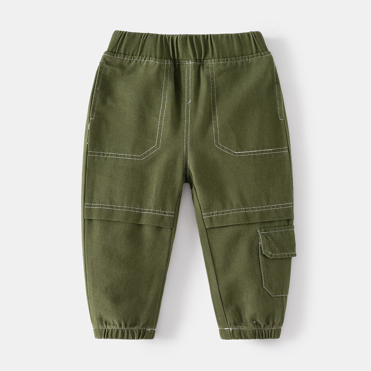 Cream Cargo Pants with Knee Patchwork