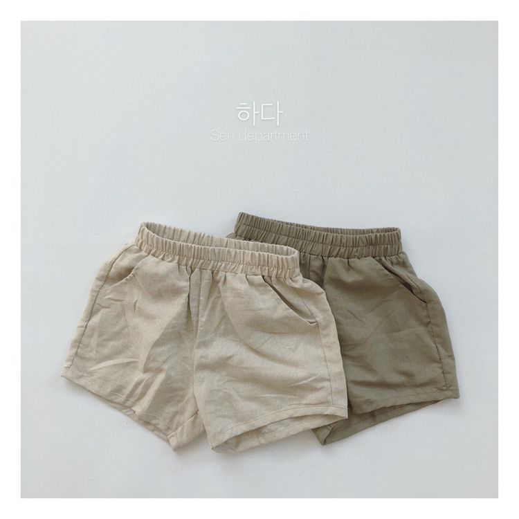 Natural Linen Washed Shorts