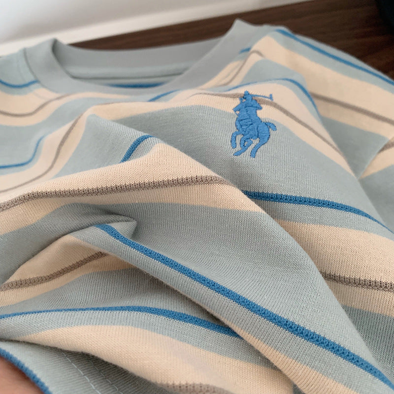 Striped Faux Two-Piece Long Sleeve Tee