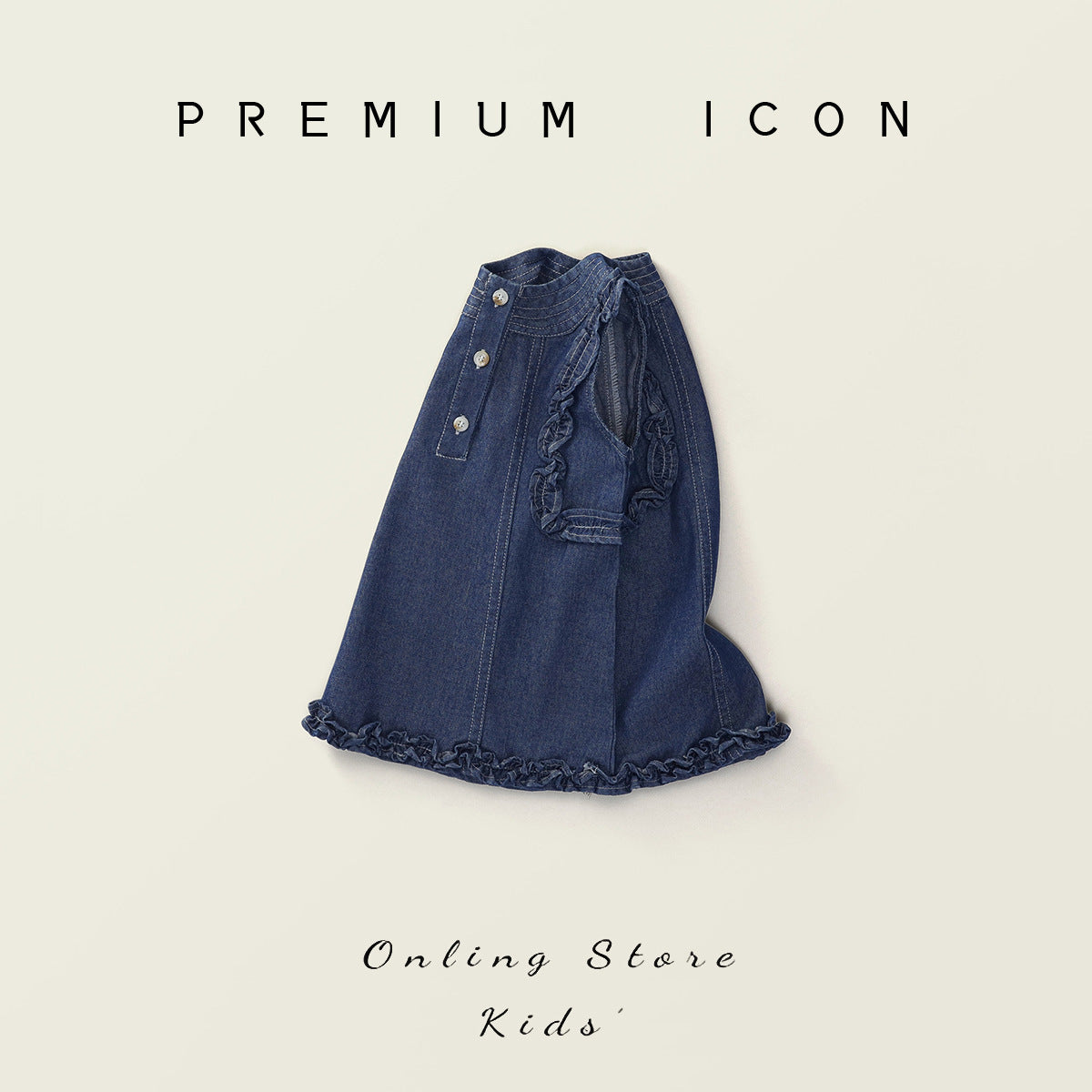 Lace-Trim Sleeveless Denim Dress for Girls