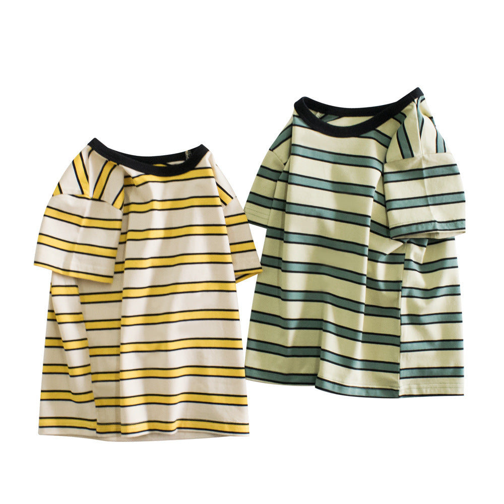 Apricot & Black Striped Tee for Boys