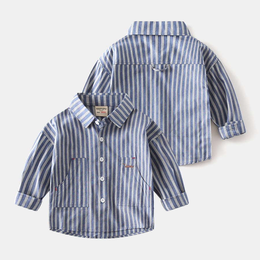 Blue Striped Long Sleeve Shirt for Boys