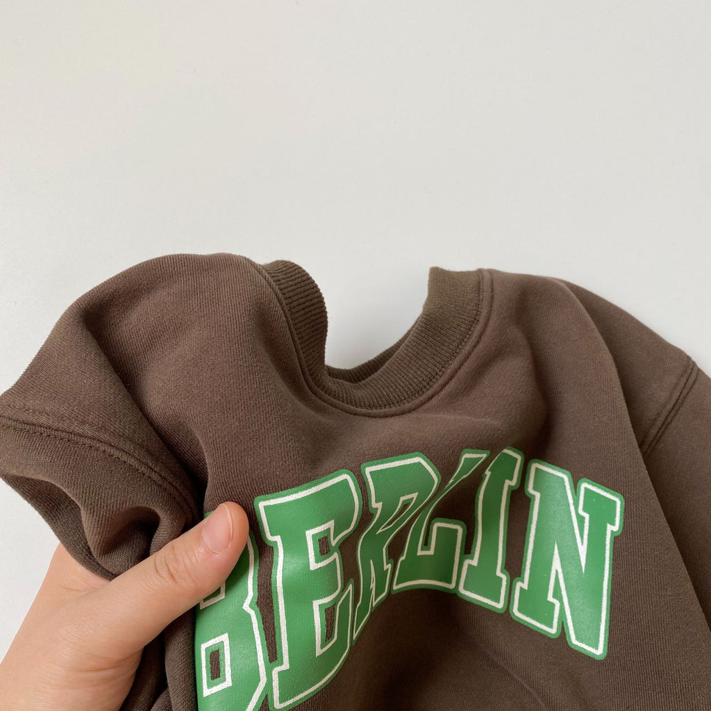 Brown Letter-Print Pullover Hoodie