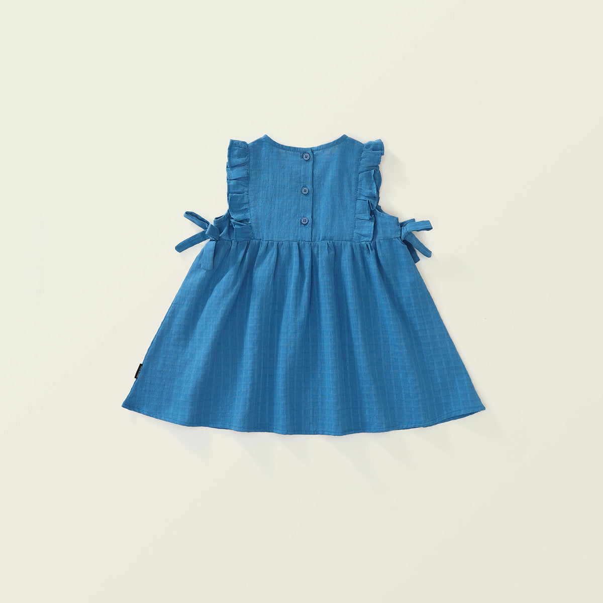 Floral Trim Blue A-Line Dress for Girls