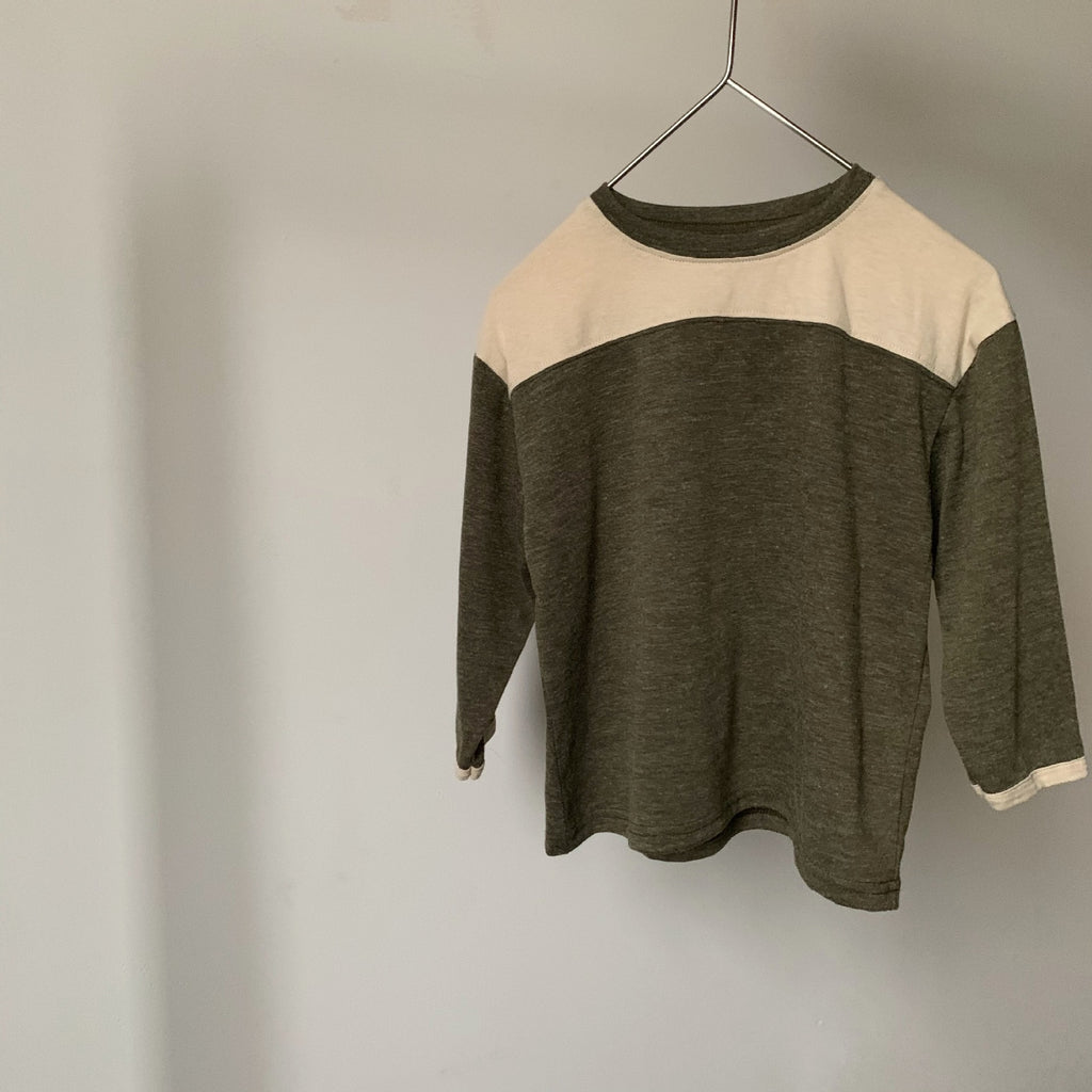 Army Green Spliced Round Neck Tee