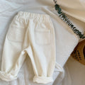 White & Green-Brown Corduroy Pants