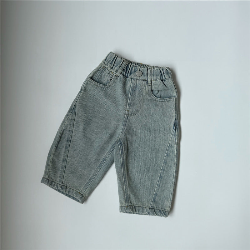 Light Blue Soft Denim Patchwork Pants