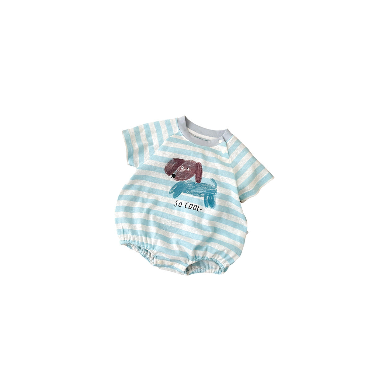 Striped Cartoon Print Romper for Baby Boys