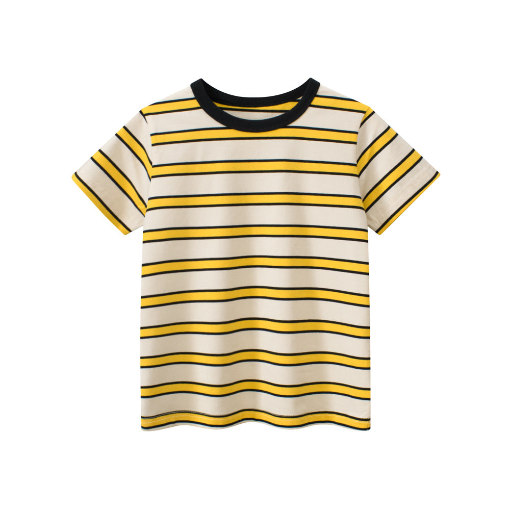 Apricot & Black Striped Tee for Boys