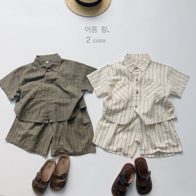 Striped Linen-Cotton Shorts for Kids