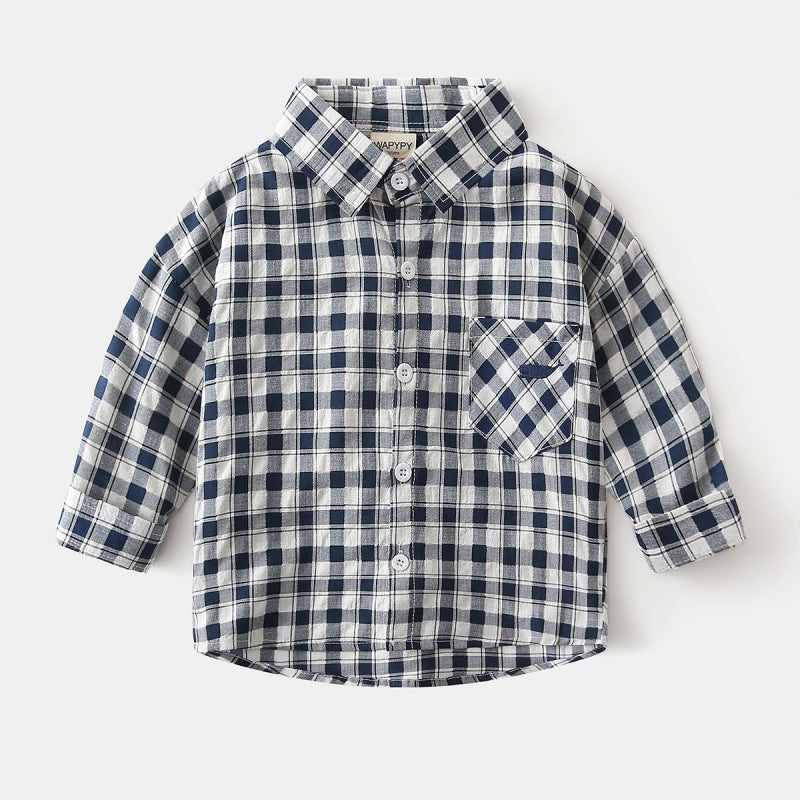 Grid Check Long Sleeve Shirt for Boys