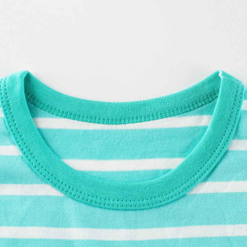 Light Green Striped Short Sleeve Tee