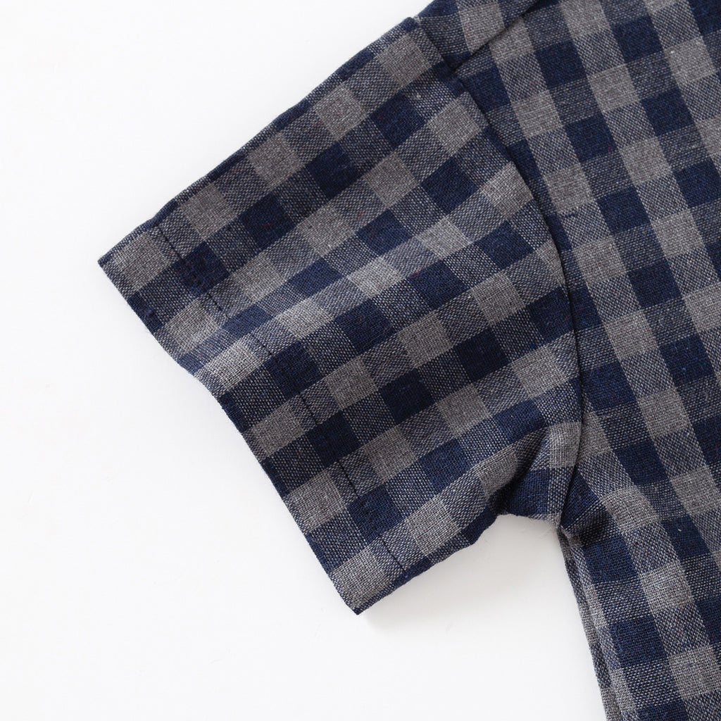 Plaid Turn-Down Collar Blouse for Kids