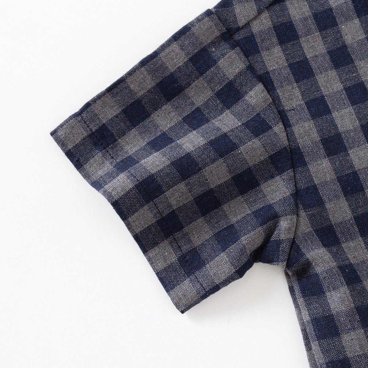 Plaid Turn-Down Collar Blouse for Kids