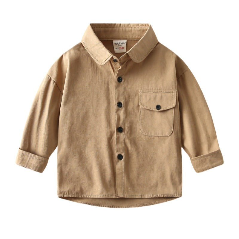 High-Neck Solid Long Sleeve Shirt