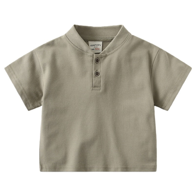 Stand-Up Collar Solid Polo Shirt